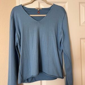 Burberry Light Blue V-Neck Blouse
